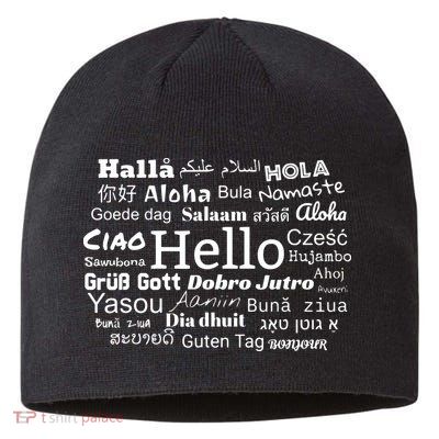 Hello In Different Languages Multilingualism Gift Sustainable Beanie