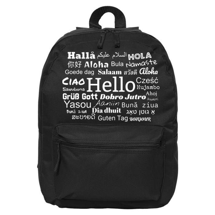 Hello In Different Languages Multilingualism Gift 16 in Basic Backpack