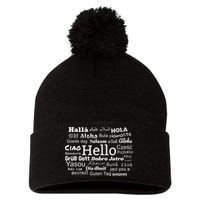 Hello In Different Languages Multilingualism Gift Pom Pom 12in Knit Beanie