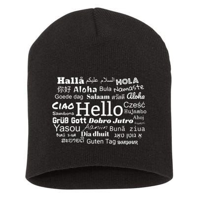Hello In Different Languages Multilingualism Gift Short Acrylic Beanie