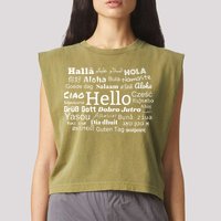Hello In Different Languages Multilingualism Gift Garment-Dyed Women's Muscle Tee