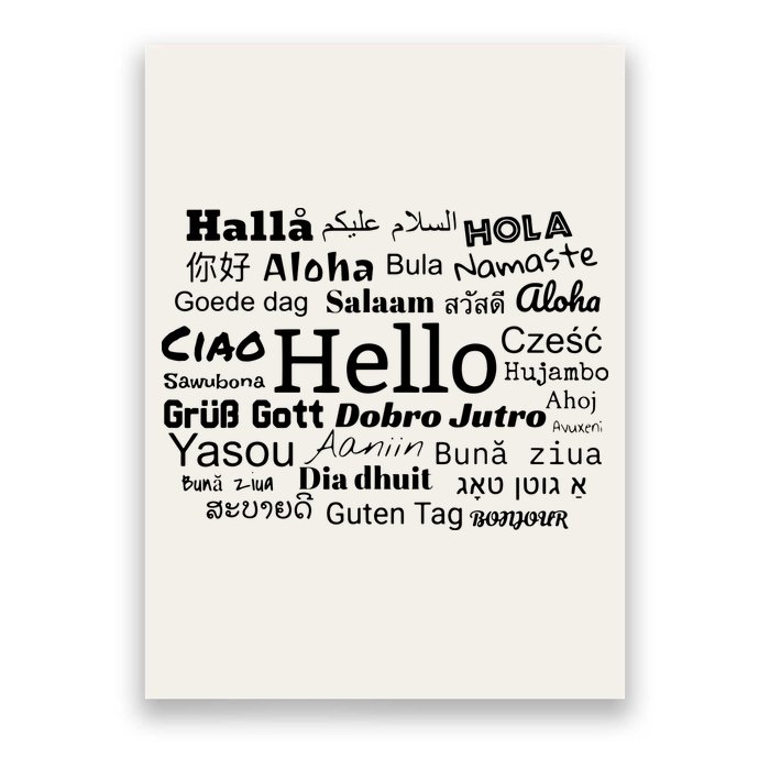 Hello In Different Languages Multilingualism Gift Poster