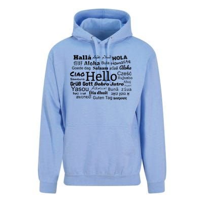 Hello In Different Languages Multilingualism Gift Unisex Surf Hoodie