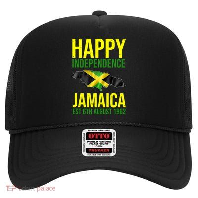 Happy Independence Day Jamaica 1962 Proud Jamaican High Crown Mesh Back Trucker Hat