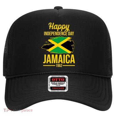 Happy Independence Day Jamaica 1962 High Crown Mesh Back Trucker Hat