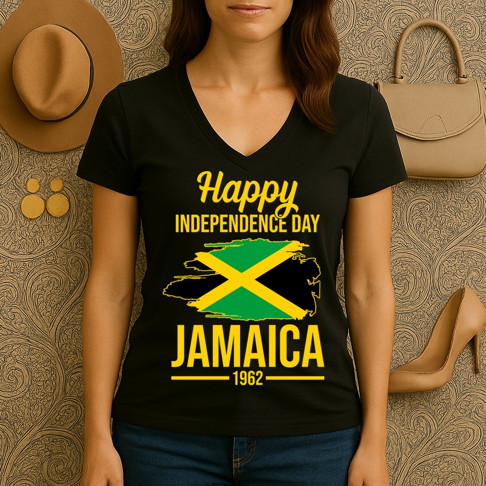 Happy Independence Day Jamaica 1962 Women's V-Neck T-Shirt