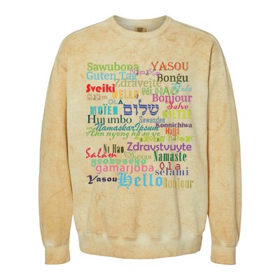 Hello In Different Languages Colorblast Crewneck Sweatshirt