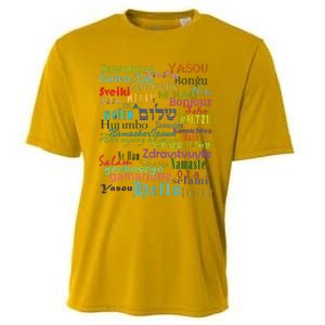 Hello In Different Languages Cooling Performance Crew T-Shirt