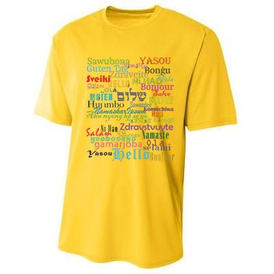 Hello In Different Languages Performance Sprint T-Shirt