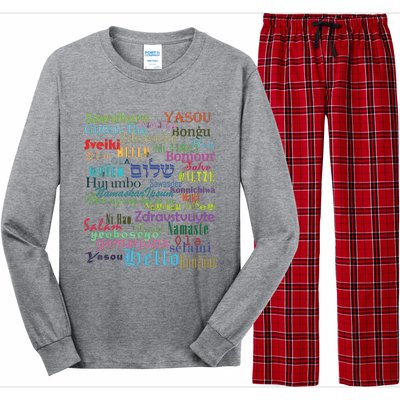 Hello In Different Languages Long Sleeve Pajama Set