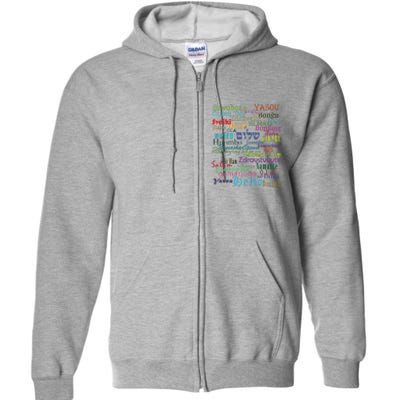 Hello In Different Languages Full Zip Hoodie