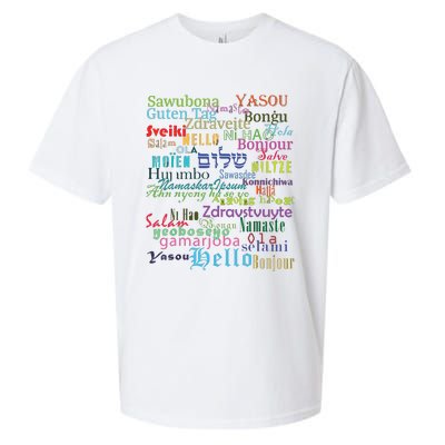 Hello In Different Languages Sueded Cloud Jersey T-Shirt