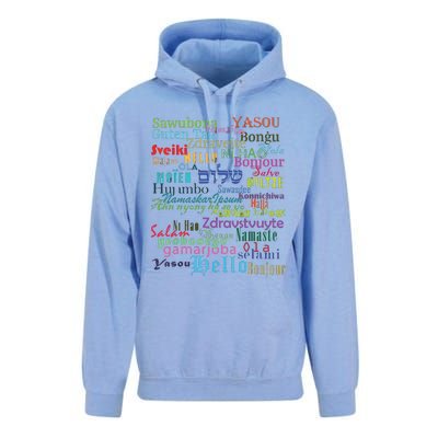 Hello In Different Languages Unisex Surf Hoodie