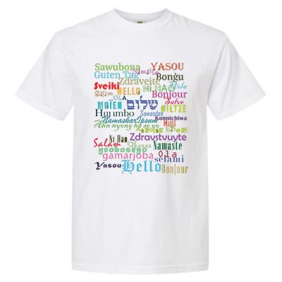 Hello In Different Languages Garment-Dyed Heavyweight T-Shirt