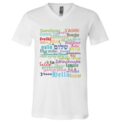 Hello In Different Languages V-Neck T-Shirt