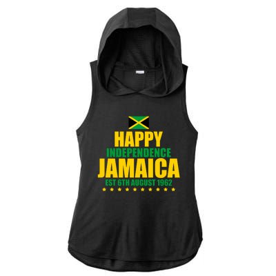 Happy Independence Day Jamaica Est 6th August 1962 Ladies PosiCharge Tri-Blend Wicking Draft Hoodie Tank