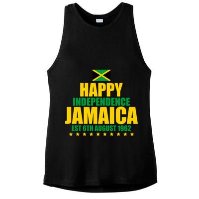 Happy Independence Day Jamaica Est 6th August 1962 Ladies PosiCharge Tri-Blend Wicking Tank