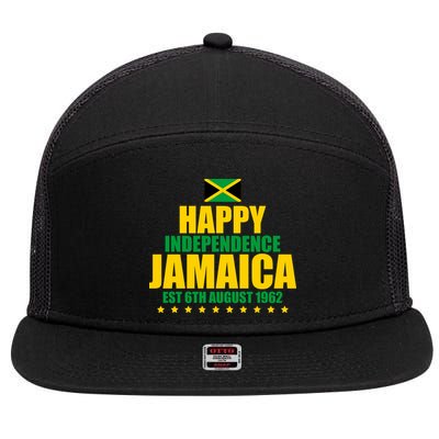 Happy Independence Day Jamaica Est 6th August 1962 7 Panel Mesh Trucker Snapback Hat