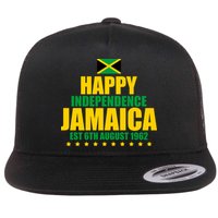 Happy Independence Day Jamaica Est 6th August 1962 Flat Bill Trucker Hat