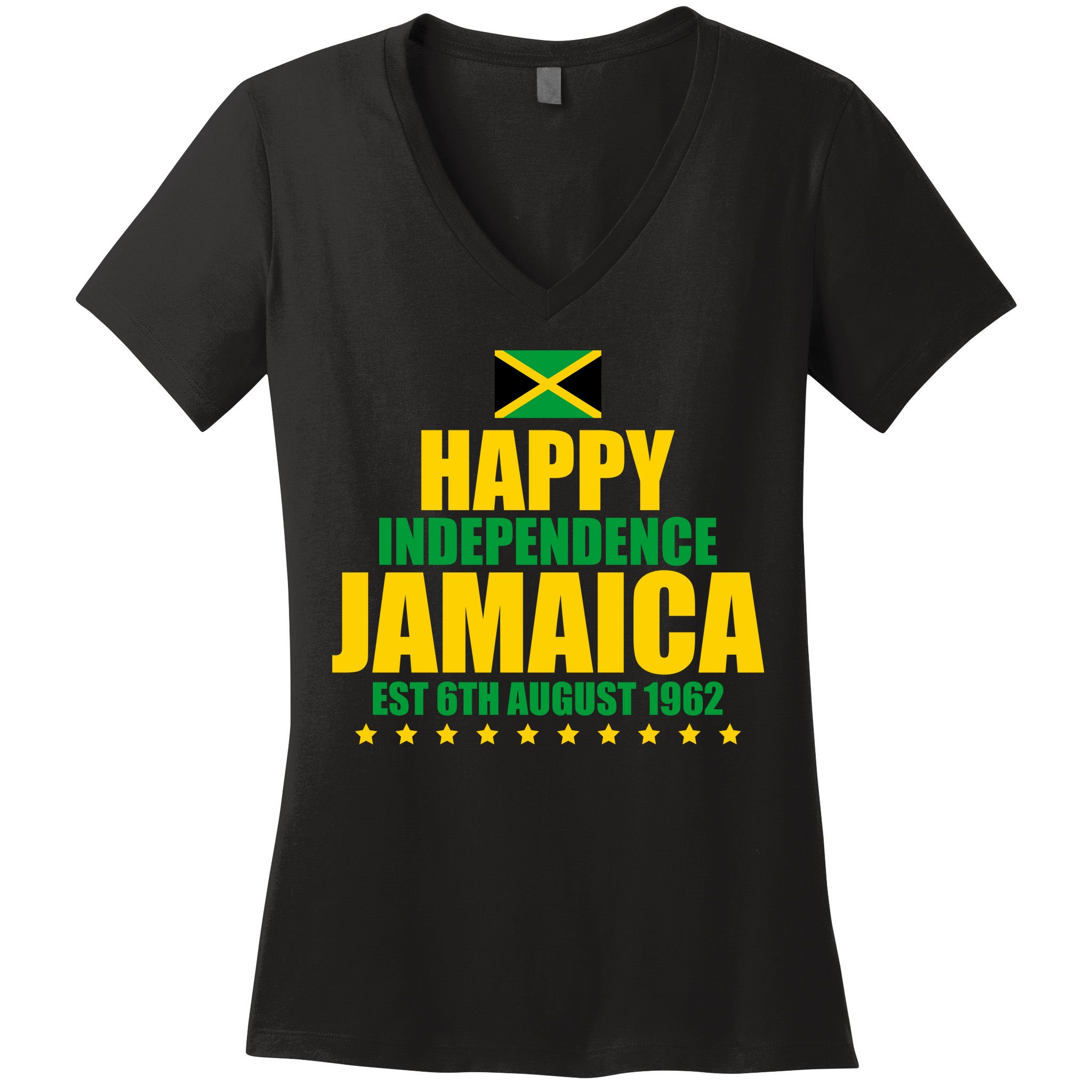 Happy Independence Day Jamaica Est 6th August 1962 Women's V-Neck T-Shirt