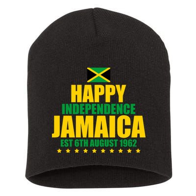 Happy Independence Day Jamaica Est 6th August 1962 Short Acrylic Beanie