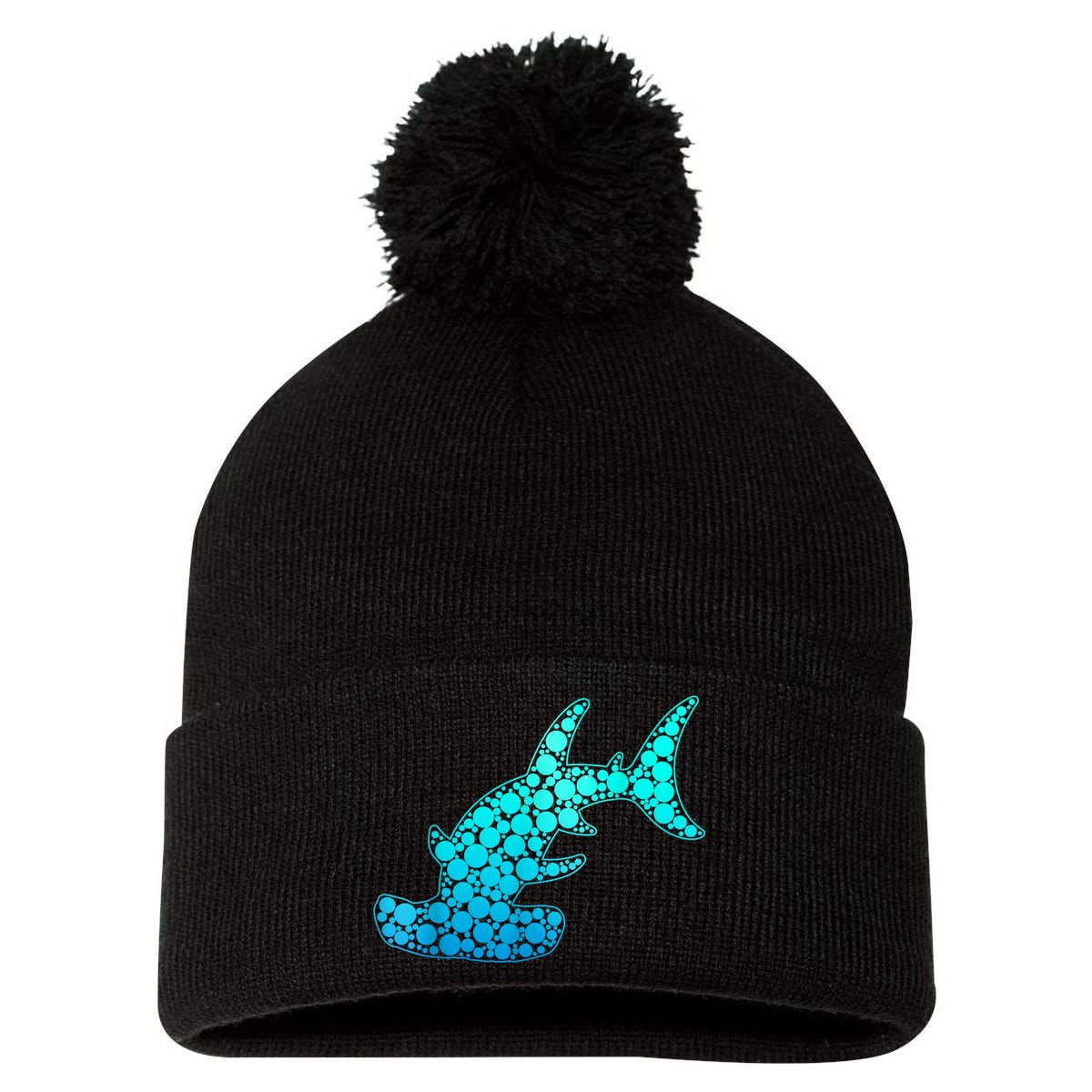 Happy International Dot Day Hammerhead Dots Shark Pom Pom 12in Knit Beanie