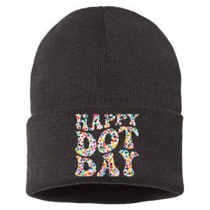 Happy International Dot Day Colorful Polka Dot Groovy Sustainable Knit Beanie