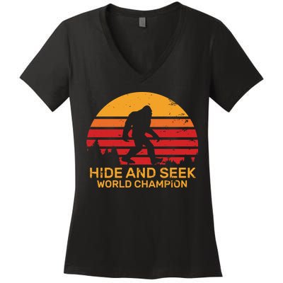 Hide And Seek World Champion Bigfoot Is Real Women's V-Neck T-Shirt