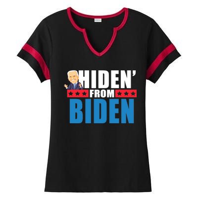 Hiden' From Biden Pro Trump Ladies Halftime Notch Neck Tee