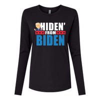 Hiden' From Biden Pro Trump Womens Cotton Relaxed Long Sleeve T-Shirt