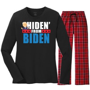 Hiden' From Biden Pro Trump Women's Long Sleeve Flannel Pajama Set 