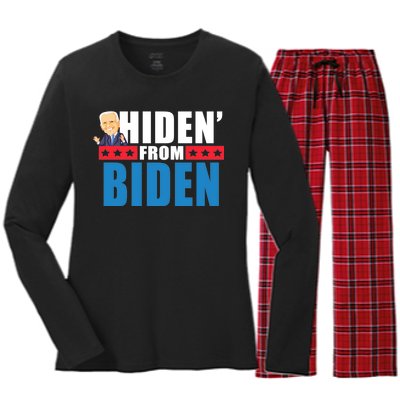 Hiden' From Biden Pro Trump Women's Long Sleeve Flannel Pajama Set 