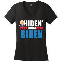 Hiden' From Biden Pro Trump Women's V-Neck T-Shirt