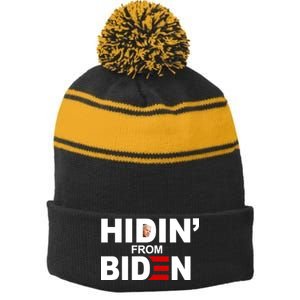 Hidin' From Biden  Stripe Pom Pom Beanie