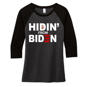 Hidin' From Biden  Women's Tri-Blend 3/4-Sleeve Raglan Shirt