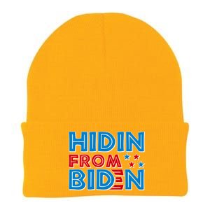 Hidin From Biden Pro Trump Funny Knit Cap Winter Beanie