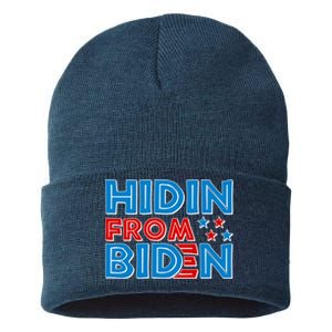 Hidin From Biden Pro Trump Funny Sustainable Knit Beanie