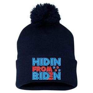 Hidin From Biden Pro Trump Funny Pom Pom 12in Knit Beanie