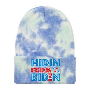 Hidin From Biden Pro Trump Funny Tie Dye 12in Knit Beanie