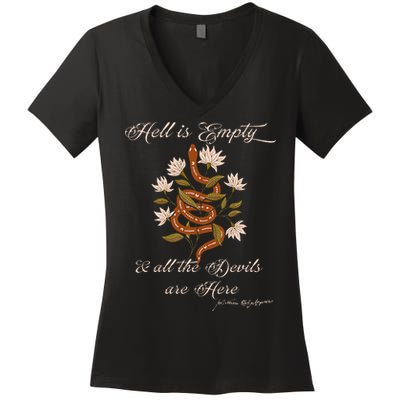 Hell Is Empty And All The Devils Are Here Shakespeare Women's V-Neck T-Shirt