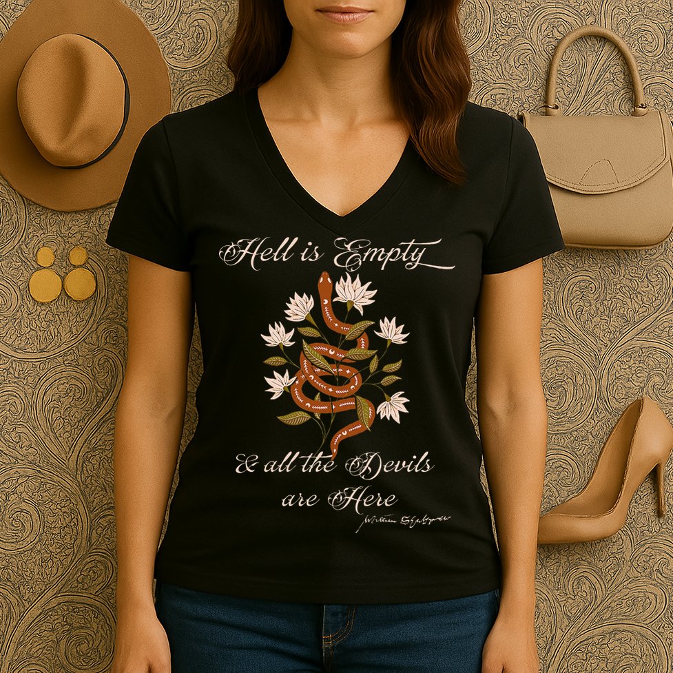 Hell Is Empty And All The Devils Are Here Shakespeare Women's V-Neck T-Shirt