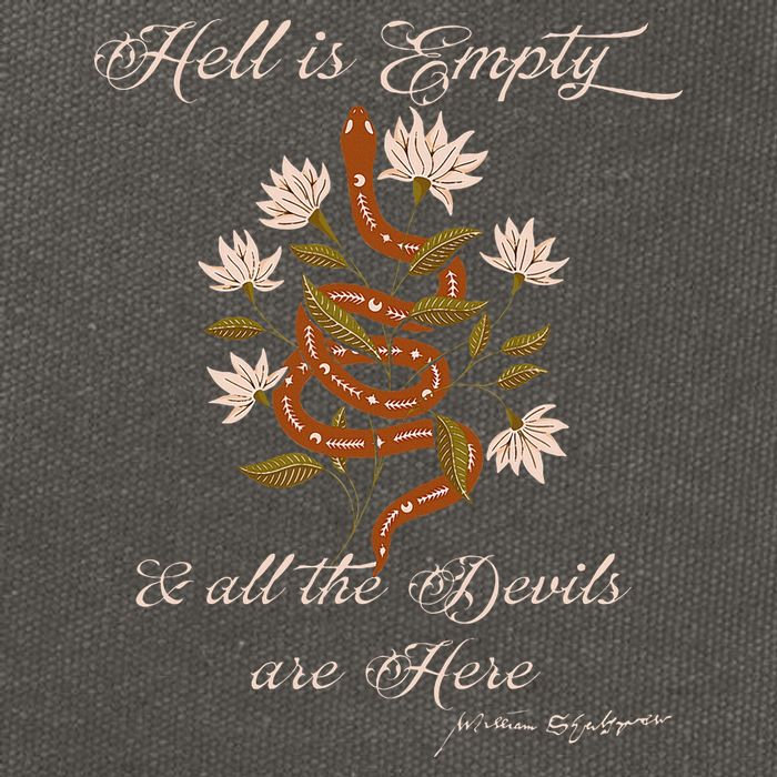 Hell Is Empty And All The Devils Are Here Shakespeare Cotton Canvas Backpack