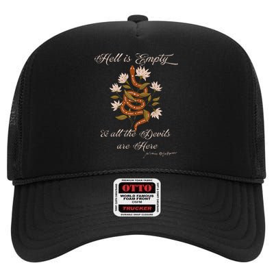 Hell Is Empty And All The Devils Are Here Shakespeare Meme High Crown Mesh Back Trucker Hat