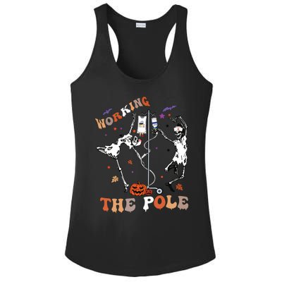 Halloween Icu Er Nurse Working The Pole Skeleton Dance Ladies PosiCharge Competitor Racerback Tank