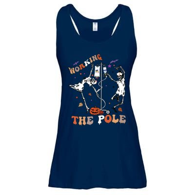 Halloween Icu Er Nurse Working The Pole Skeleton Dance Ladies Essential Flowy Tank