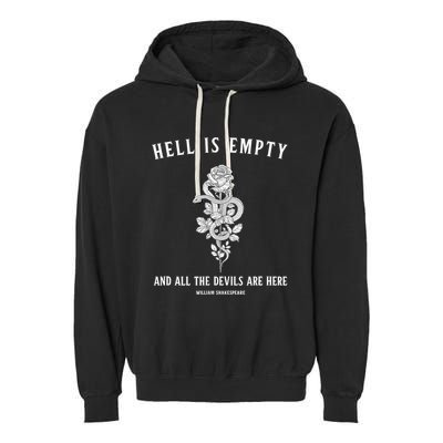 Hell Is Empty Shakespeare Goblincore Fairy Goth Grunge Snake Garment-Dyed Fleece Hoodie