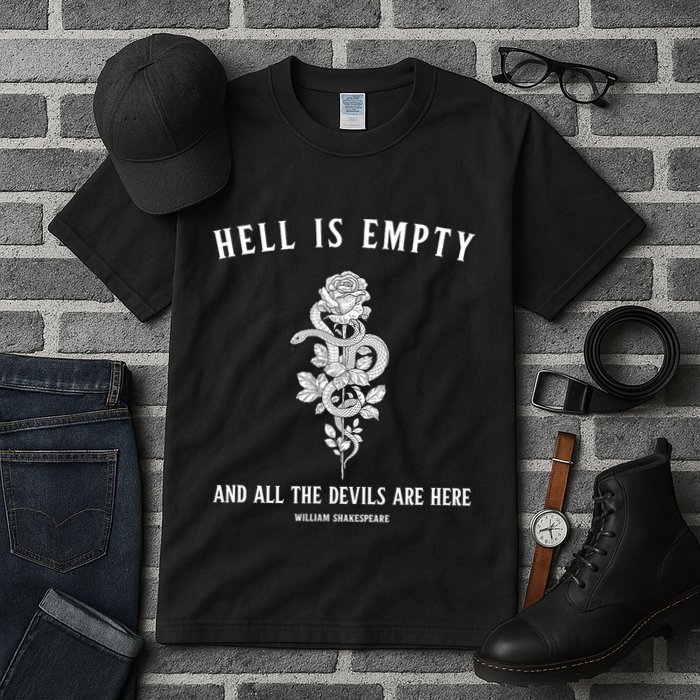 Hell Is Empty Shakespeare Goblincore Fairy Goth Grunge Snake Tall T-Shirt