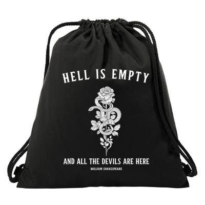 Hell Is Empty Shakespeare Goblincore Fairy Goth Grunge Snake Drawstring Bag