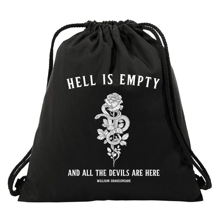 Hell Is Empty Shakespeare Goblincore Fairy Goth Grunge Snake Drawstring Bag