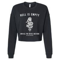 Hell Is Empty Shakespeare Goblincore Fairy Goth Grunge Snake Cropped Pullover Crew